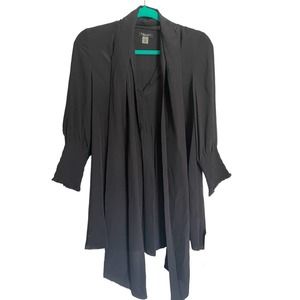 NWT RYCH Womens Tie-Front Button-Up Mini Shirt Dress Long Sleeve Size 2 Black